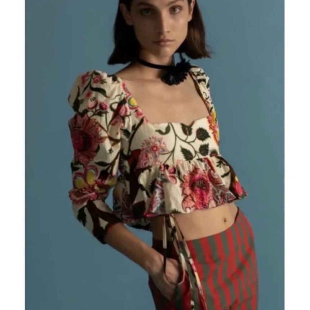 Alix Of Bohemia Cream Floral Peplum Top XS